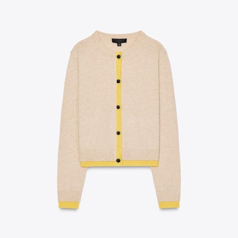 Zara Tan Cardigan with Yellow Trim